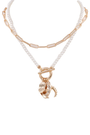 Cream Pearl Evil Eye 2-Piece Necklace Set