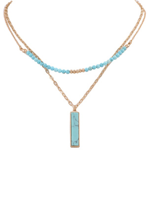 Semi Precious Stone 2-Piece Necklace Set