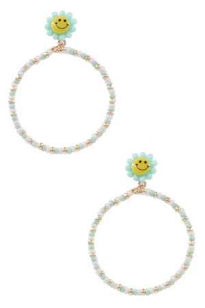 Seed Bead Smiley Drop Earrings