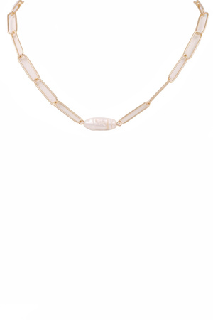 Metal Chain Pearl Necklace