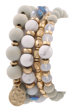 Stone Wood Bracelet Set
