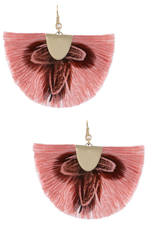Cotton Tassel Fan Earrings