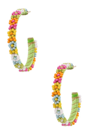 Floral Bead Hoop Earrings