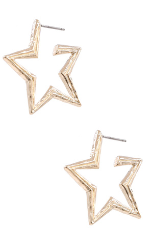 Brass Metal Star Earrings