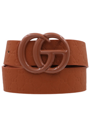 Painted Buckle Faux Leather Belt