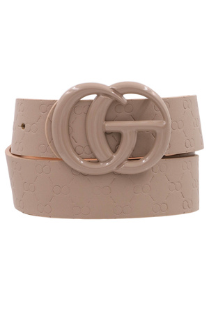 Painted Buckle Faux Leather Belt