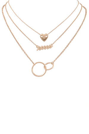 Chevron Heart Pendant Necklace Set