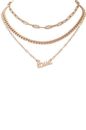 'LOVE' Pendant 2-Piece Necklace Set