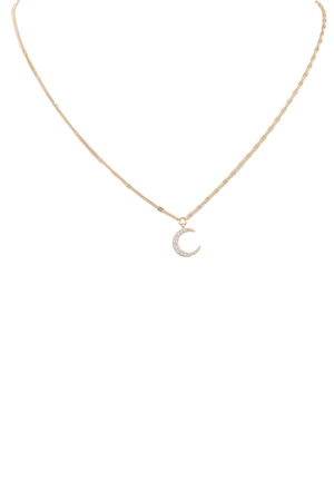 Brass Metal Crescent Necklace