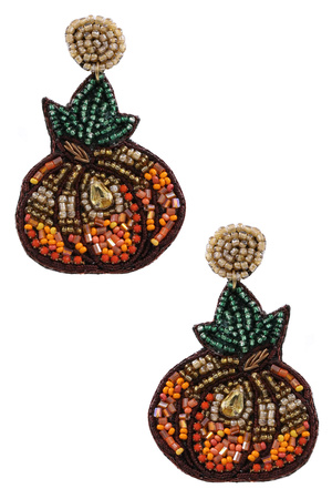 Halloween Pumpkin Bead Earrings