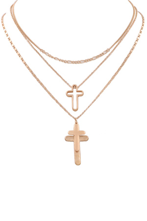 Layered Cross 3-Piece Necklace Set