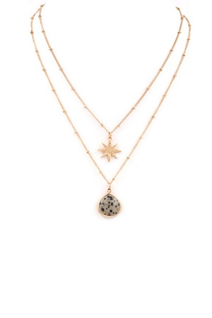 Star Charm Stone Pendant Necklace