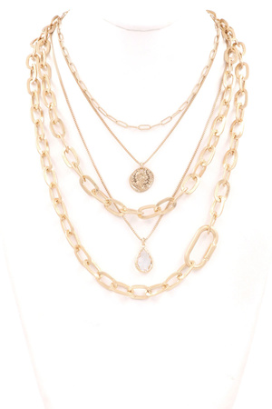 Metal Chain Coin Charm Necklace
