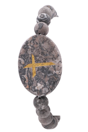 Cross Engraved Stone Bracelet