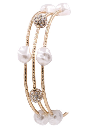 Cream Pearl Pave Bracelet Set