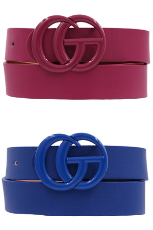 Metal Buckle Faux Leather Belt Set