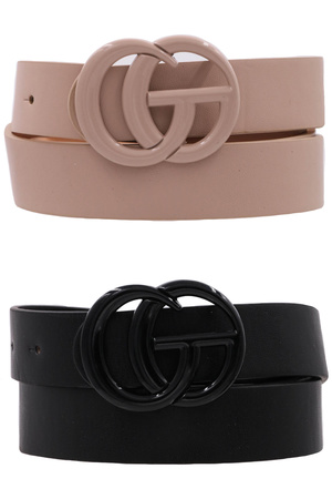 Metal Buckle Faux Leather Belt Set
