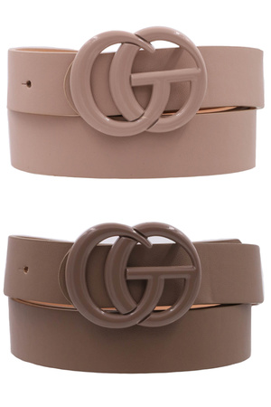 Metal Buckle Faux Leather Belt Set
