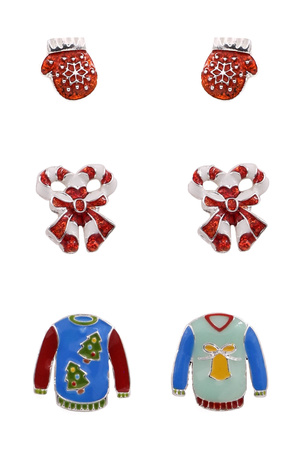 Enamel Ugly Christmas Earrings Set