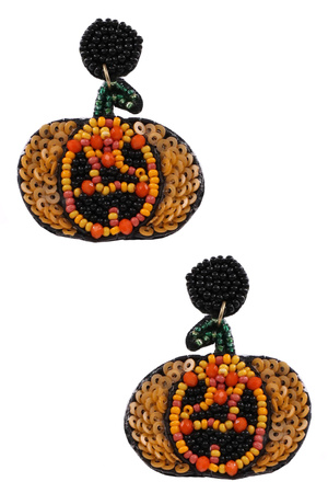 Seed Bead Pumkin Earrings