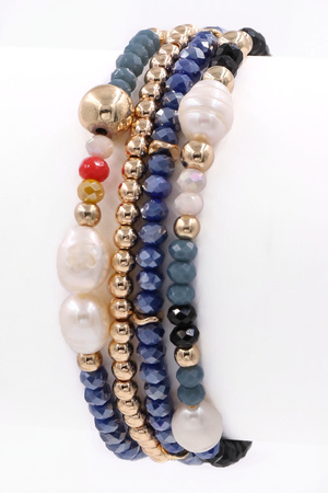 Bead Cream Pearl Bracelet Set