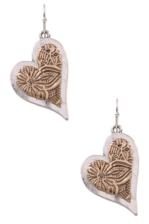 Metal Engraved Heart Earrings