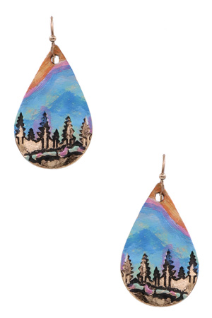 Teardrop Engraved Forest Earrings