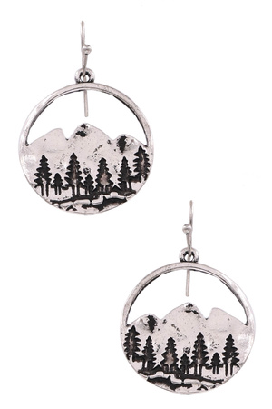 Metal Tree Forest Drop Earrings