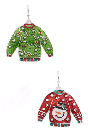 Enamel Christmas Sweater Earrings