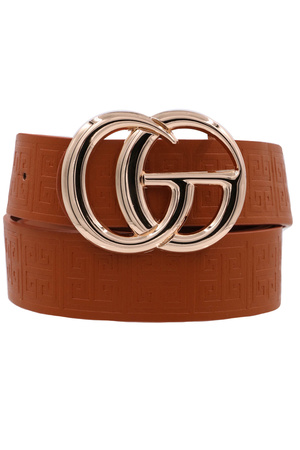 Imprinted Square Faux Leather Belt
