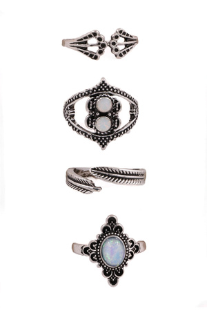 Western Feather Filigree Ring Set