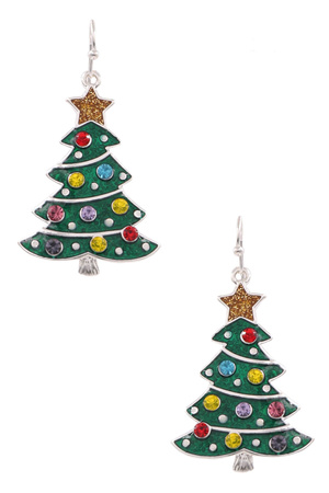 Enamel Christmas Tree Earrings