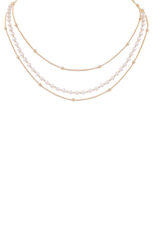 Chain layered Cream Pearl Necklace