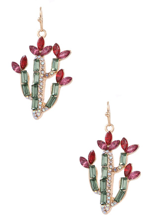 Glass Jewel Cactus Earrings