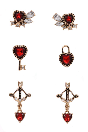 Heart Rhinestone Earrings Set