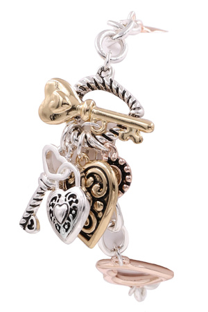 Engraved Heart Key Lock Bracelet
