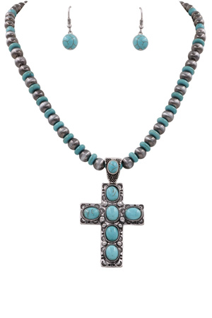 Western Cross Pendant Necklace Set