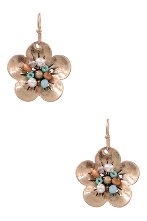 Metal Floral Drop Earrings