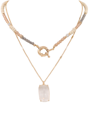 Assorted Wood Glass Jewel Necklace