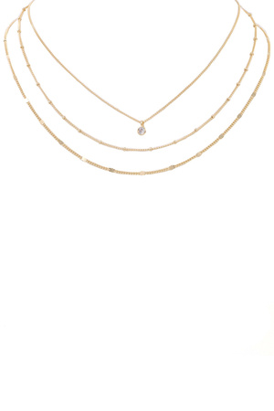 Brass Metal Glass Jewel Necklace