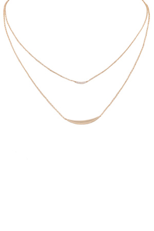 Brass Layered Crescent Necklace