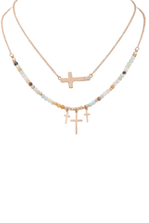 Cross Pendant 2-Piece Necklace Set