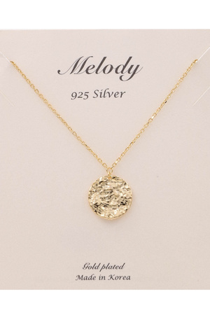 Sterling Silver Crumpled Disc Pendant Necklace