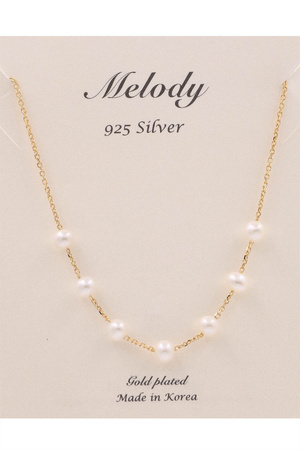 Sterling Silver Cream Pearl Row Necklace