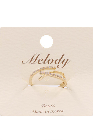 Brass Metal Cubic Zirconia X Open Ring