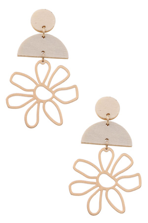 Floral Cut Out Wood Earrings