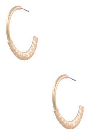 Hammered Metal Open Hoop Earrings