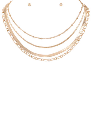 Herringbone Chain Layered Necklace Set