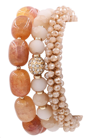 Semi Precious Stone Stretch Bracelet Set