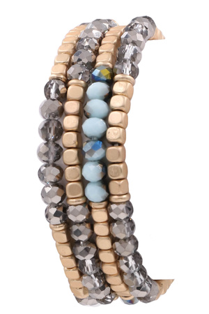 Faceted Square Bead Bracelet Set